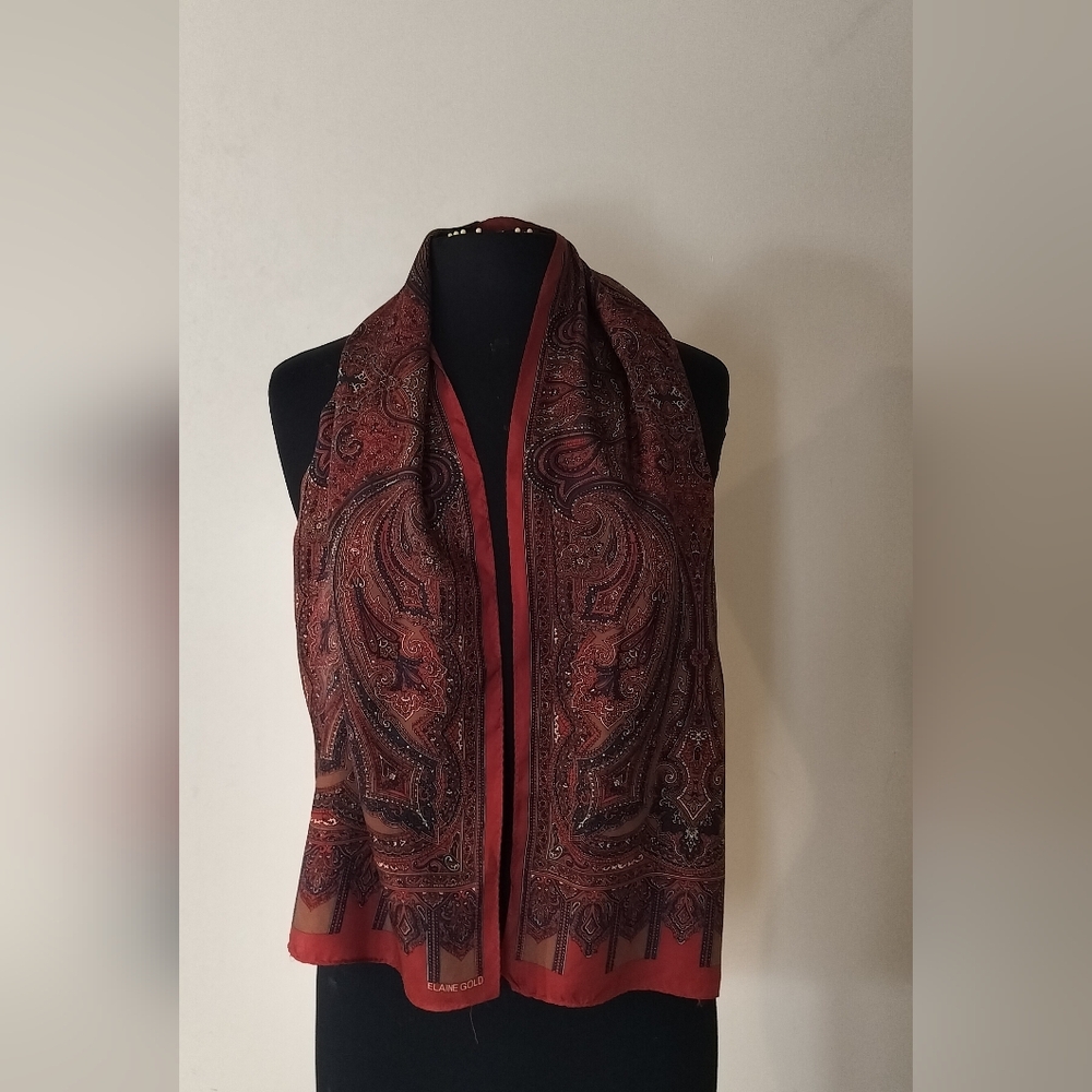 Elegant Paisley Scarf in Rich Red